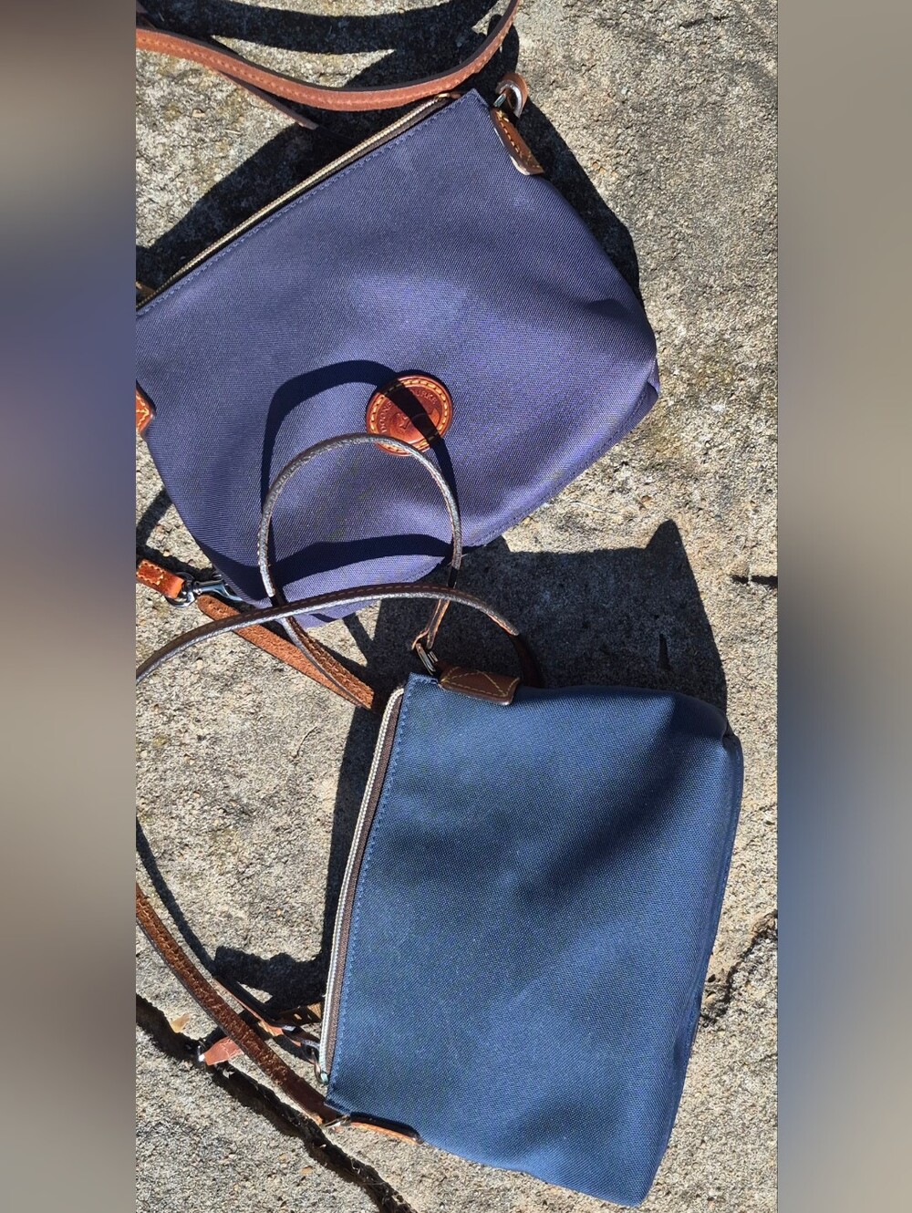 Dooney & Bourke Off-Purple Crossbody with Leather Trim
